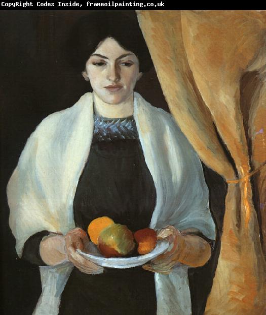 August Macke Portrait with Apples : Wife of the Artist